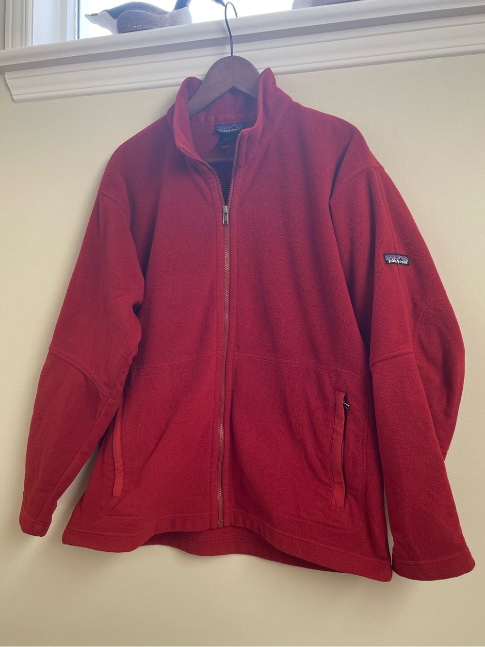 Patagonia Micro Synchilla Jacket Large Burnt Orange Full Zip Fleece Elbow Patchs
